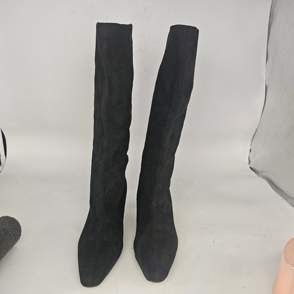 Splendid Black Suede Mid Calf Pointed Toe Kitten Heel Boots Women’s 6.5 - Picture 7 of 8